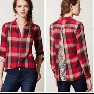 Isabella Sinclair flannel shirt with lace insert